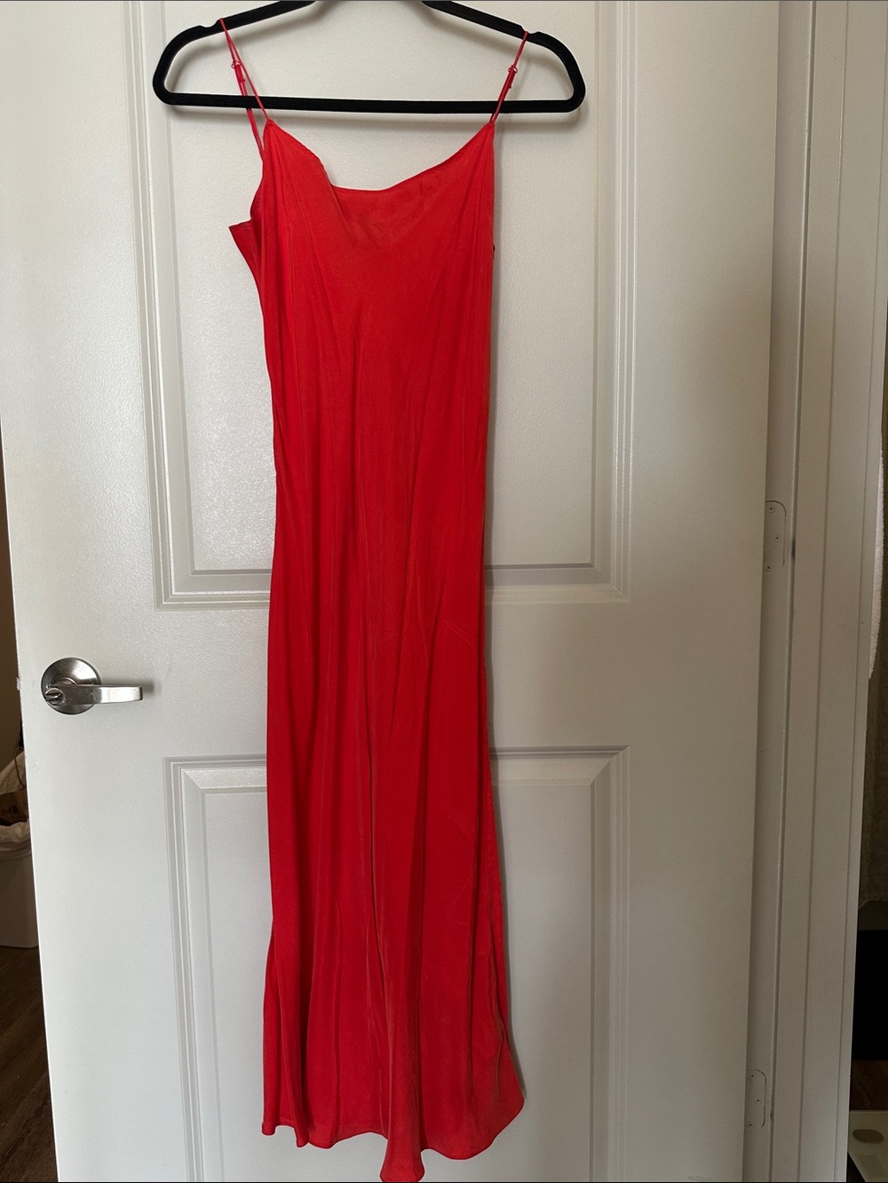 J. Crew Orange Slip Midi Dress with Spaghetti Straps